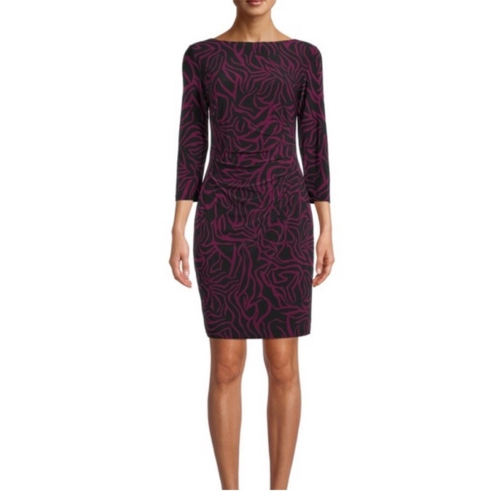 NWT size 8 Anne Klein egg plant & Black 3/4 Sleeve Dress